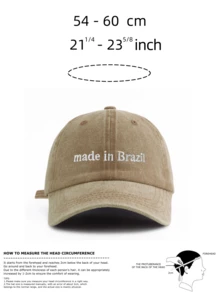 1pc Unisex Vintage Washed Baseball Cap - "Made In Brazil" Personalized Embroidery - Multiple Vintage Colors Available - Soft Texture Adjustable Dad Hat Confident Style Social Gift - Made In Brazil - View 4