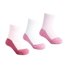 Meia Pimpolho Antiderrapante Para Bebê Tamanho 16-20, Kit com 3 Pares de Meias Infantis Lisa Base Escura, Algodão e Elastano, Antiderrapante, Casual, 06 a 12 Meses - Rosa Bebê - Visão 6
