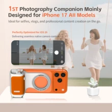 COMITOK MOCA Magnetic Phone Camera Grip With Fill Light Wireless Remote Control Ergonomic Handle For IPhone 17 Supports IOS17/18/26 Features 1/4" Screw For Tripod Mounting Ideal For Night Photography Vlogging And Touching Up Makeup On The Go - View 3