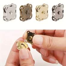 5/8/10/12/20 Pairs DIY Magnetic Buttons, Cartoon Magnetic Invisible Buttons For Sewing, Plum Blossom Magnetic Buttons, Sewing Buttons, Metal Invisible Sewing Fasteners, Wallet Finger Lock Fasteners - Silver - View 4