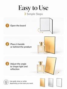 Foldable Self-Standing Photography Reflector, Double-Sided Gold/White Or Silver/White Light Reflecting Card, A3/A4 Desktop Light Shaping Board, Suitable For Jewelry, Perfume, Cosmetics And Product Photography - View 8