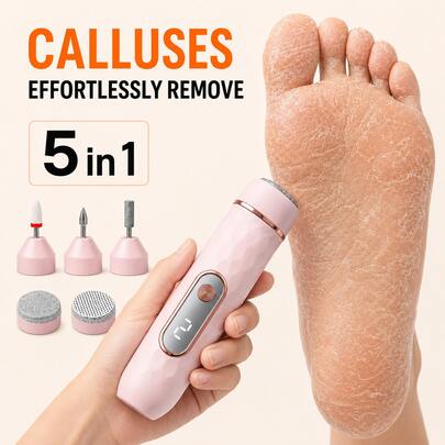 2-In-1 Electric Foot File & Nail Grinder, USB Rechargeable Callus Remover With Interchangeable Heads For Hard Cracked Skin, Manicure Pedicure Tool For Women & Men