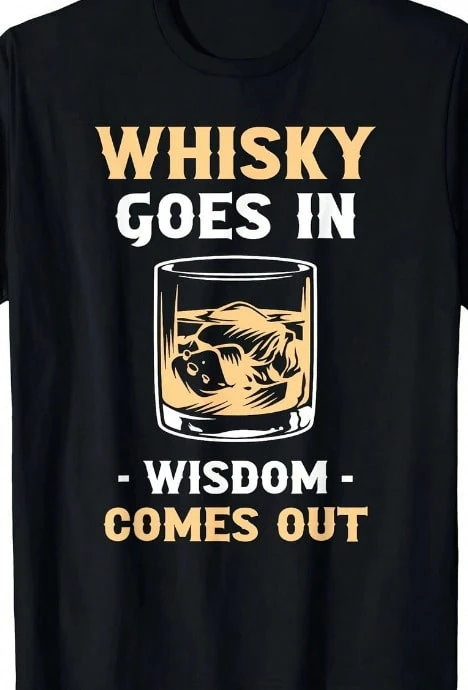 Whisky Adentro, Sabiduría Afuera - Camiseta de Bar para Hombre, Adecuada para Salidas, Fiestas y Bares, el Mejor Regalo para Amigos/Familiares Hombres - Negro - Ver 1