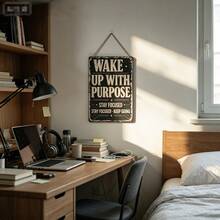 Cartello da parete vintage piatto 2D con slogan ispiratore, targa decorativa in legno accattivante, decorazione da parete per dormitorio e ritorno a scuola, arte murale ispiratrice per camera da letto e studio, regalo per studenti - Multicolore - Visualizzare 5