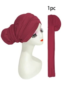 YPGVUO Solid Criss‑Cross Knotted Turban Cap, Breathable Elastic Head Wrap For Hijab Inner & Casual Styling, Nice Holiday Present For Ladies - Multicolor - View 15