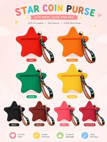 XD Handheld Star-Shaped Bag, Women's Niche Candy Color Coin Purse, Suitable For Back To School, Can Hold Earphones, Coins, Lipstick, Keys - Multicolor - View 4