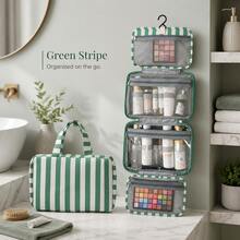 1pc Stylish Striped Color-Block Foldable Toiletry Bag, Multi-Compartment Design, Large Capacity Travel Makeup Bag, Beach Bag, Vacation Essential, Travel Bag, Portable, Lightweight, Durable, And Fashionable. - Multicolor - View 17
