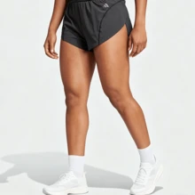 Adidas 女款超短運動短褲，輕量舒適跑步訓練健身短褲，夏季，建議小一號，IK9708 - 黑色 - 查看 2
