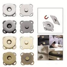 5/8/10/12/20 Pairs DIY Magnetic Buttons, Cartoon Magnetic Invisible Buttons For Sewing, Plum Blossom Magnetic Buttons, Sewing Buttons, Metal Invisible Sewing Fasteners, Wallet Finger Lock Fasteners - Silver - View 2