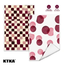 2PCS Burgundy Check Pink Watercolor Polka Dot Kitchen Towels, Abstract Geometric Print Absorbent Modern Farmhouse Thanksgiving Holiday Dish Hand Towels Kitchen Decor Gift - Multicolor - View 9
