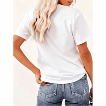 Selamara Women's Palm Tree Pattern Casual Round Neck Short Sleeve T Shirt,Summer Style - 珍珠白 - 查看 2