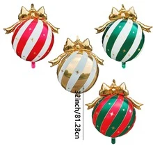 2/4pcs 32 Inch Large Bow Christmas Hanging Ball Party Decoration Round Aluminum Foil Balloon Set - View 6