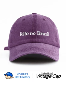 1件中性復古水洗棒球帽「Feito No Brasil」個性化刺繡，多款復古色可選，柔軟質感可調節爸爸帽，自信風格社交禮物 - feito no brasil - 查看 13
