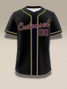Custom Blue Glitter Baseball Jersey Personalized Name Number Black Sparkle Starry Gameday Shirt Shiny Stripe Button Up Uniform - Black - View 3