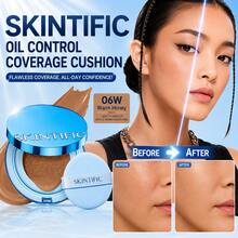 SKINTIFIC 絲絨霧面氣墊粉底液 藍色，全遮瑕，12小時控油，適合油性與混合性肌膚，防水，長效，輕盈，保濕，不沾染 | 06W 暖蜂蜜 - 06W Warm Honey - 查看 2