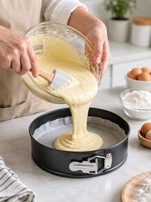 Powcan Non-Stick Round Springform Cake Pan, Silver Quick-Release Cheesecake Baking Mold, Detachable Bottom Baking Mold, Available In Single Size And 4-Piece Set, Suitable For Layer Cakes, Mousse, Pizza, Birthday Parties And Home Baking - View 3