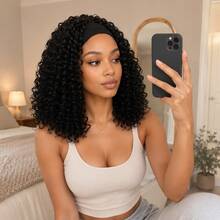 KRSI Headband Wig Curly Headband Wigs For Black Women,Synthetic Hair Deep Wave Headband Wig Half Wigs Glueless Short Curly Headband Wig Natural Black Headband Wig 14Inch 1B - 1B - 查看 6