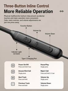 ASUS TWS-L190 Wireless Neckband In-Ear Bluetooth Earbuds HiFi Large Dynamic Driver Stereo Surround Sound Ultra Long Battery Life AI HD Call Noise Reduction Bluetooth 6.0 Low Latency Gaming Sports Running Comfortable Long-Wear Compatible With Apple Android All Series Smartphones - View 9