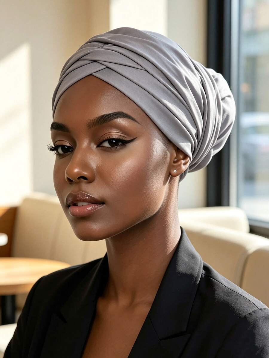 YPGVUO Solid Criss‑Cross Knotted Turban Cap, Breathable Elastic Head Wrap For Hijab Inner & Casual Styling, Nice Holiday Present For Ladies