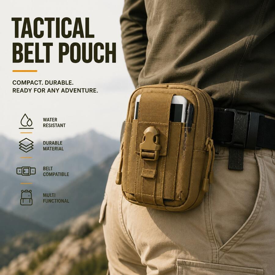 1pc Tactical Multi-Function Waist Bag, Outdoor Camouflage Phone Storage Pouch, Men's Portable Tool Bag, Wear-Resistant Large Capacity Phone Bag, Suitable For Hiking, Camping, Fishing, Cycling, Hunting, Work, Can Be Attached To Belt Or Backpack, Multi-Compartment Design, Quick-Release Buckle, Pen Slot, Zipper Main Compartment, Nylon Material, Portable Equipment Bag, Camouflage Tactical Style Waist Bag - Multicolor - View 1