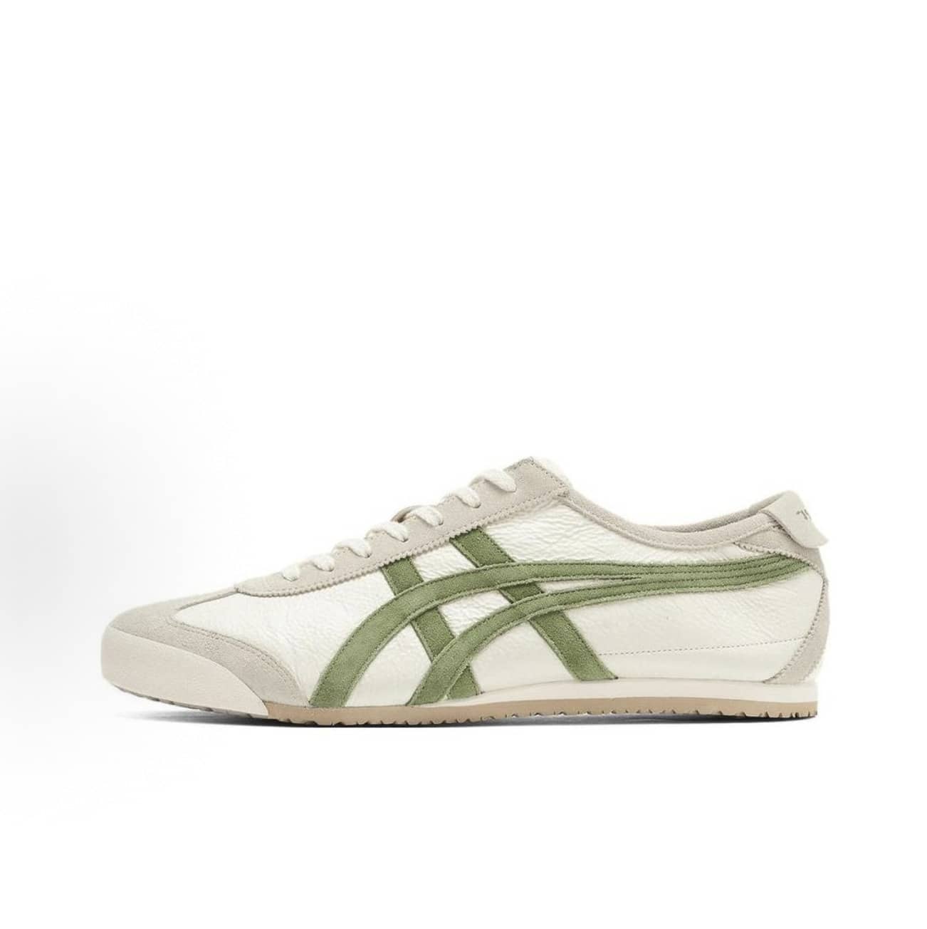Asics Authentic Onitsuka Tiger Mexico 66 Leather Sneakers - White/Blue/Red Classic Low-Top | Premium Japanese Heritage Footwear | Slim-Profile Lightweight Trainers - 米綠色 - 查看 1