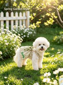 Custom Name French Pet Dress With Large Bow & Ruffled Sleeves, Small Dog Summer Princess Strap Dress, Pet Apparel For Small/Medium Dogs, Lightweight And Chic For Spring, Summer, And Early Autumn - New! - View 6