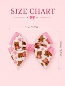 2pcs Cute Bear Pattern Bow Hair Clips,Sweet Cute Hair Clips,Kids Girls Hair Accessories For Daily Wear,Birthday Party Gifts For Friends - Multicolor - View 6