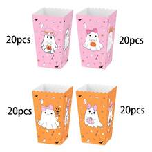 10pcs/30pcs/50pcs/100pcs Halloween Ghost Popcorn Gift Boxes, Disposable Paper Boxes With Cute Pink And Orange Ghost Design, Perfect For Holding Snacks And Candy; Suitable For Halloween, Birthday Parties And Day Of The Dead Celebrations - Multicolor - View 13