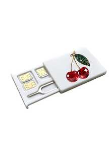 Crystal Cherry Print Card Holder, SIM Card Pin Slot, Comes With SIM Card Pin. Cherry Print Portable SIM Card Storage Box, Phone Card Holder, SIM Card And SD Card Storage Box, Travel Storage Box, Compact And Lightweight, Anti-Loss And Durable, Anti-Drop And Durable, Suitable For Smartphones, Tablets And Other Devices, Can Store SIM Card/SIM Card Pin, Ideal Choice For Storing Backup SIM Card When Changing Phone Number, Also A Great Gift. - Multicolor - View 14