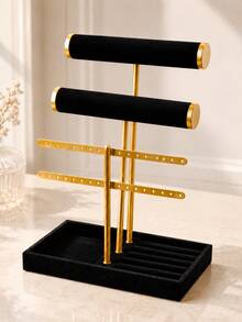 1pc 3-Tier Bracelet Display Stand - Jewelry Storage Rack, Detachable T-Bar Beige Velvet Bracelet Holder, Jewelry Storage Organizer, Suitable For Bracelets, Necklaces, Earrings, Rings, Unique Gift For Women, Moms, Jewelry Box - Multicolor - View 7