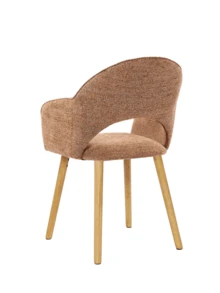 Goeurvant Modern Crescent-Back Upholstered Dining Chairs With Armrests And Solid Wood Legs For Dining Room, Living Room, Study - Set Of 2 / Set Of 4 / Set Of 6-Orange Chenille - 橘色 - 查看 5
