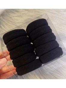 10 piezas de coleteros extra anchos y gruesos, bandas elásticas para fijar la coleta alta, coleteros de toalla esponjosos y elásticos que no dañan el cabello, accesorios para el cabello de mujer. Herramientas de peinado. - Multicolor - Ver 2