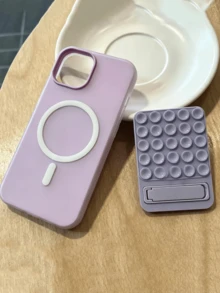 Luxury Matte Candy Color Magnetic Wireless Charging Suction Cup Phone Case, Compatible With IPhone 17 Pro 16 15 14 13 Pro Max 17 Pro Max 17 15 13 16, Dual-Layer 2-In-1 Shockproof Soft Shell - Purple - View 2