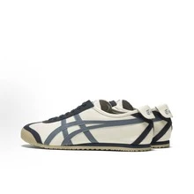 Asics Authentic Onitsuka Tiger Mexico 66 Leather Sneakers - White/Blue/Red Classic Low-Top | Premium Japanese Heritage Footwear | Slim-Profile Lightweight Trainers - Beige Deep Blue - 查看 4