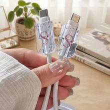3件組蘋果充電器保護套，花卉字母波浪圖案設計，相容 18W/20W 快充適配器，防刮配件 (A,M,S) - 花卉款 - 查看 4