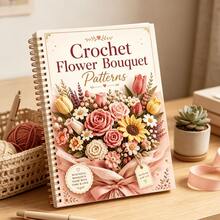 1 Crochet Bouquet Pattern Spiral Tutorial Book, Rose Tulip Sunflower Daisy Yarn Flower Step-By-Step Guide Manual, Suitable For Beginners Handmade Crochet Floral Arrangement Pattern Notebook, DIY Wedding Bouquet Handmade Hobby Stationery Knitting Gift - A - View 3