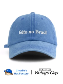 1件中性復古水洗棒球帽「Feito No Brasil」個性化刺繡，多款復古色可選，柔軟質感可調節爸爸帽，自信風格社交禮物 - feito no brasil - 查看 9