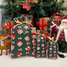 10pcs Christmas Ribbon Gift Bags (With Ribbon) - Green Plastic Candy And Cookie Packaging, Rabbit Ear Candy Bags, For Christmas Eve, Gift Wrapping, Party Supplies, Christmas Decoration, New Year And Christmas Gifts - One Size - View 3