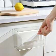 1/2pcs Fully Transparent Hanging Tissue Box Holder, No-Drill Wall-Mounted Paper Towel Rack For Cabinet Bottom, Kitchen Hand Towel Storage Box, Under-Cabinet Organizer For Large Tissue Packs, Space-Saving Countertop Storage For Kitchen And Bathroom, Minimalist Transparent Ins-Style Kitchen Storage Item, Open-Bottom Design For Easy Tissue Access Without Lid, Flat Back Adhesive For Wood And Tile Surfaces, Clear Box Body For Easy Viewing Of Remaining Tissues, Suitable For Home Kitchen And Bathroom Organization, Great As A Housewarming Gift - Multicolor - View 8