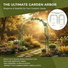 Outdoor Flower Garden Arch Trellis 7.8Ft High X 4.6Ft Wide, Metal Garden Pergola Arbor For Climbing Plants, Black - B - View 4