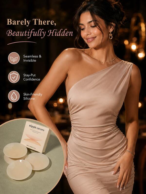 2/4/6pcs Reusable Women's Summer Ultra-Thin 10cm Nipple Covers, Anti-Chafing Pads, Portable Breast Stickers, Adhesive Bra, Strapless Bra, Anti-Nipple Protrusion, Washable, Reusable, Suitable For Wedding Dress, Evening Gown, Dress, Swimsuit, Bikini, Swimwear