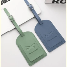 1pc Optional Orange Black Pink Blue PU Leather Luggage Tag, Minimalist Embossed Airplane Pattern With Lanyard Design, Travel Suitcase Luggage Identification Accessory - Luggage Tag - View 8