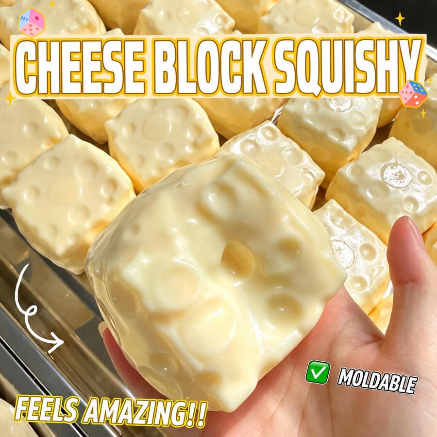 1pc Realistic Food-Shaped Cheese Squeeze Toy, Non-Rebound Moldable Sensory Fidget Toy With Crunchy ASMR Sound, Stress Relief Novelty Halloween Gift, Christmas Gift, Birthday Gift And Holiday Party Favor