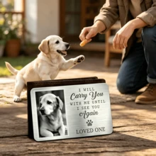 5/2/1 Set Customizable Photo Memorial Cards, Personalized Wallet Cards (With Storage Bag) - Sympathy Gift For Pet Owners, Halloween, Thanksgiving And Christmas Gift, Meaningful Record Of Pet Growth, Memorial - Silver - View 2