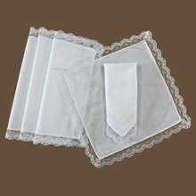 Pure White Lace Handkerchief Happy Wedding Season Party Decoration DIY - Multicolor - View 12
