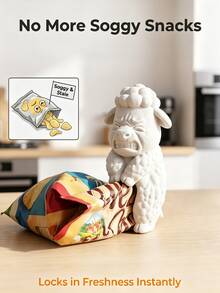 創意 3D 動物小隊零食密封夾，多款可愛寵物羊羔與小牛 3D 氣密夾，食品包裝袋防潮保鮮夾，廚房零食袋密封工具，可愛居家日常使用小禮物 - 多色 - 查看 6