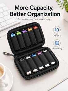 USB Flash Drive Storage Box 6/10 Slots U Disk Organizer Bag Portable Memory Card Storage Pouch Elastic Slot U Disk Storage Bag Zipper Electronic Accessories Organizer Bag Suitable For Office Travel Home USB Storage Drive Protective Bag - View 7
