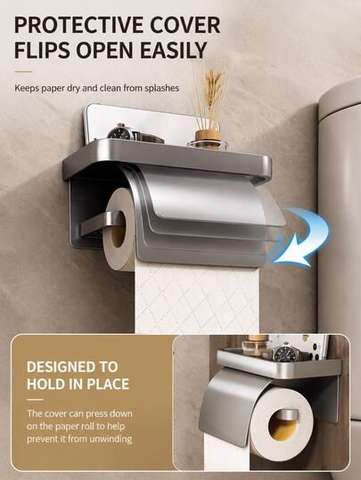 1 Set Portarrollos de Papel Higiénico Montado en la Pared Adecuado para el Baño, Múltiples Estilos de Baño, Atmósfera Minimalista, Sin Necesidad de Taladrar, Portarrollos de Papel Montado en la Pared del Baño, Decoración de Baño, Decoración de Otoño