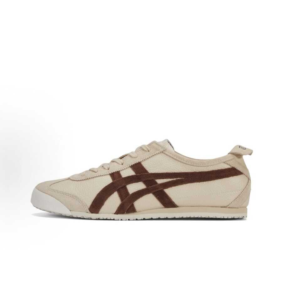 Asics Authentic Onitsuka Tiger Mexico 66 Leather Sneakers - White/Blue/Red Classic Low-Top | Premium Japanese Heritage Footwear | Slim-Profile Lightweight Trainers - 米棕色 - 查看 1