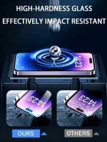 6pcs Full Coverage Screen Protector, Compatible With IPhone 17 Pro Max 16 Pro Max 15 Pro Max 16Plus 15Plus 14 13 12 11 Pro Max 13Mini 12Mini Xs Max XR 8 7 6 8Plus 7Plus 6Plus Se3 Se2, Black Edge Tempered Glass Film, Compatible With Phone Case, High Definition Transparent - Clear - View 3